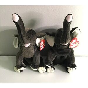 Ty Beanie Baby Trumpet Elephant 2000 Grey Plush Stuffed Animal Toy with Tags (2)